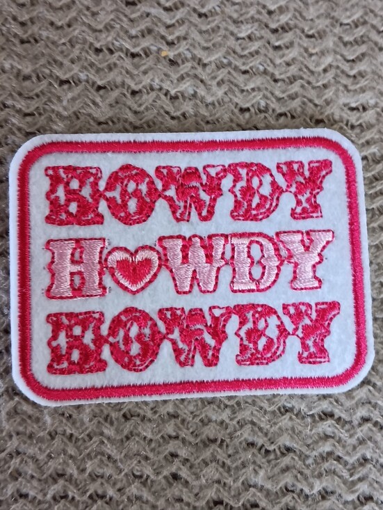 None Accessories - Howdy, Pink Embroidered Cowgirl Iron On Jacket, Jeans, Backpack Patch